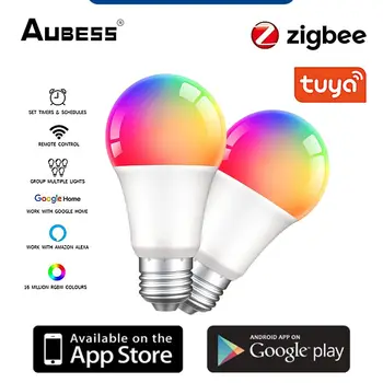 אור Led שליטה קולית E27 תואם אלקסה הבית של Google Tuya הנורה בהירות E27 110v 220v חכם הנורה צבע מתכווננת