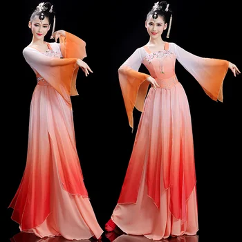הריקוד הקלאסי ביצועים בגדי נשים אלגנטי Chinoiserie האן סגנון הבגדים האן טאנג ושירים באביב בגדי ריקוד