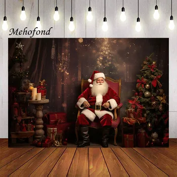 Mehofond צילום רקע חג המולד סנטה קלאוס החורף עץ חג המולד מתנות לילדים משפחתית עיצוב רקע צילום סטודיו