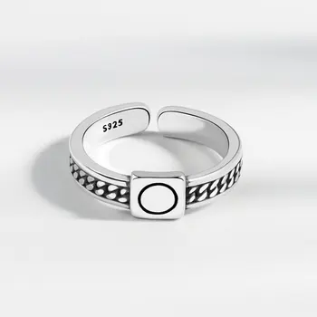 NBNB מתכוונן טבעת רטרו צבע כסף שרשרת צורה גיאומטרית הטבעת לנשים אופנה גברים אצבעות פתיחת טבעת מסיבת תכשיטים