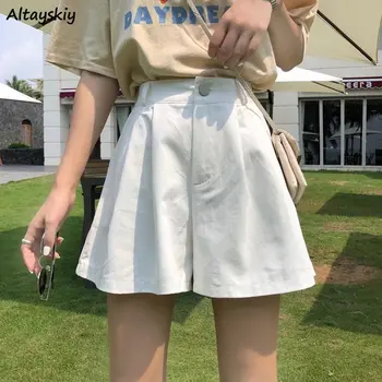 נשים מכנסיים קצרים מזדמנים תלמידים Harajuku סגנון קוריאני כל-התאמה פשוטה אלסטי המותניים קיץ פופולרי חופשי נוחות יומי אופנת רחוב