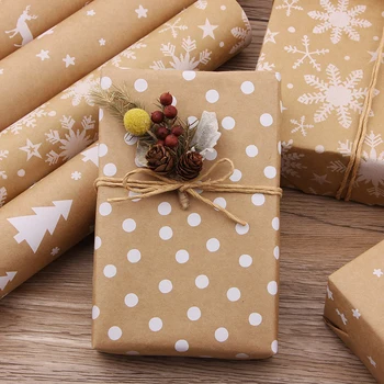1 סט חג המולד מתנה עטופה מלאכה גליל נייר DIY מתנה נייר מתנה לשנה החדשה המסיבה מתנה קישוט נייר אריזה, שקיות אריזה