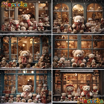 Mocsicka צילום רקע חורף חג המולד חנות צעצועים שלג חג המולד הילדים לחופשה משפחתית דיוקן עיצוב רקע צילום סטודיו