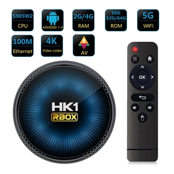 10Pcs/הרבה Dhl חינם HK1 RBOX W2 תיבת הטלוויזיה אנדרואיד 11 S905W2 4GB 32GB 64GB 2.4 G/5G Dual Wifi BT 3D AV1 4K HDR