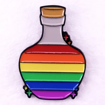 שיקוי קסם הקשת בקבוק אמייל סיכות גאווה שיקויים תגים, סיכות הומו הומו תכשיטים מתנה