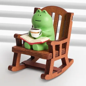 צפרדע חמודה כסא נדנדה שרף צלמית – מקסים בסגנון יפני השולחן קישוט עבור הרפיה, שחרור מתחים
