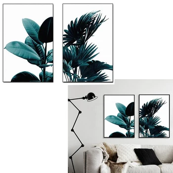 2Pcs / Set יצירתי ירוק צמח אמנות הדפס בד הקיר פוסטר של תמונות קיר ציור קיר אמנות עבור חדר השינה לסלון עיצוב הבית