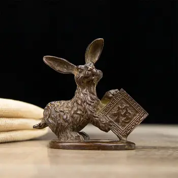 פו טו תה קישוטים קלאסית אמנות עיטור גלגל המזלות הסיני סימן של ארנב קישוט פנים הבית קישוט שולחן העבודה Antiqu