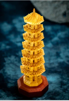 בודהיסטית מגדל פגודה פנג שואי גילוף בעץ הביתה Decorcollection קלאסי מלאכות מסורתיות