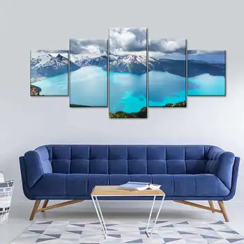 5 לוח כחול גריבלדי אגם אמנות קיר, נוף טבעי בד הציור, הרים תמונות, פוסטרים, סלון עיצוב משרד