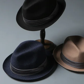 צמר טוויד כובע, גברים, הסתיו והחורף ג 'אז כובע, הבריטי הרגיש כובע ג' נטלמן הלו עסקי הבנק