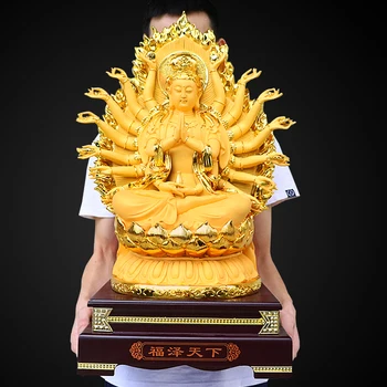 Nanhai Guanyin קישוטים מיניאטורות Guanyin פסלי בודהה מתנה לחנוכת הבית הסלון מקדש בודהיסט צלמיות תפאורה הביתה.