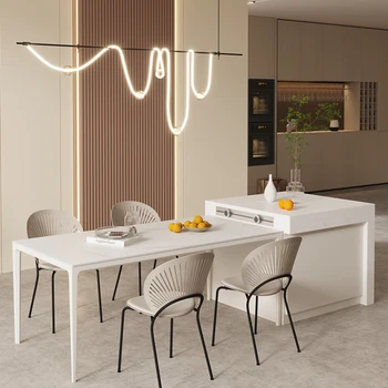 רוק לוח שולחן אוכל, סלון, חדר מינימליסטי מודרני איטלקי אור יוקרה האי שולחן אוכל, כיסא