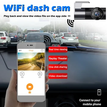 המכונית Dashcam WIFI Mirrorlink DVR חכם שליטה קולית 1080P HD ראיית לילה G-Sensor רמקול מובנה במכונית וידאו