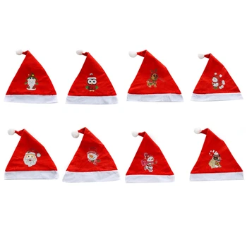 8Pcs יהלום ציור חג המולד סנטה כובע למבוגרים וילדים DIY יהלום אמנות אדום קלאסי חג המולד כובעים מסיבה משפחתית