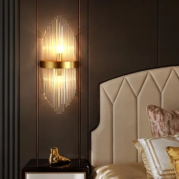 מודרני פמוט קיר תאורה עיצוב יצירתי השינה LED קריסטל מנורת קיר המיטה בבית קיר תאורה