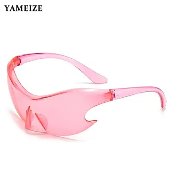 Y2K אחד Peice משקפי שמש גברים נשים ספורט פאנק ללא שפה בציר משקפי שמש נקבה רכיבה היפ הופ רכיבה על אופניים Uv400 גוונים משקפיים