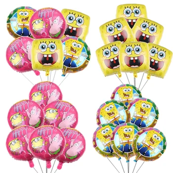 Spongebobed 6Pcs Bloon ערכות ציוד למסיבות של הילדים מסיבת יום הולדת קישוט סיבוב 18inch רדיד Globos מקלחת תינוק מתנות DIY