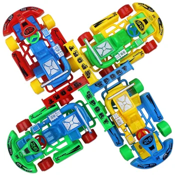 1pc מיני פלסטיק מכונית צעצוע לסגת צבעוני מירוץ קריקטורה מודל Kart מירוץ מכוניות לילדים צעצוע חינוכי לילדים צבע אקראי