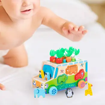גזר קציר משחק בסדר מיומנות מוטורית מוקדם חינוכי לגיל הרך צעצוע צורה התאמת צעצוע עץ צעצוע לילדים בנים בנות פעוטות