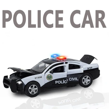 1:32 סגסוגת הבהרה מטען לרכב המשטרה מודל Diecasts & צעצוע כלי רכב סימולציה קול, אור אחורה אוסף צעצועים לילדים מתנה