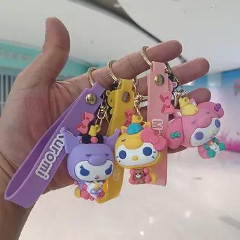 Sanrio הלו קיטי מחזיק מפתחות מחזיק מפתחות בובה אנימה הצעצועים שלי מלודי תרמיל Pvc Kuromi תליון לנשים שקית אביזרים ילדה מתנה
