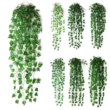90cm מלאכותי גפן גרלנד עלים מזוייפים נגרר צמחים תלויים ירק עלים נגרר גפן מסיבת חתונה קישוט הבית
