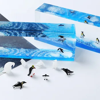 10pcs/הרבה DIY קריסטל שרף Microlandscape הקרחון עולם המים 3D סטריאוסקופית פינגווין דגמים