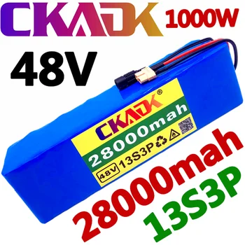 חדש CKADK סוללה 48V 13s3p 28Ah סוללה 1000W סוללה מתח גבוה Ebike אופניים חשמליים BMS עם xt60 plug +מטען