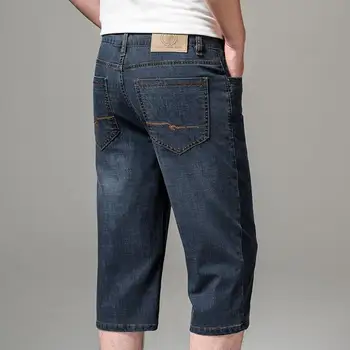 איכות גבוהה הקיץ של גברים כחול אפור ג 'ינס קצר עסקי מזדמן כותנה רכה בד למתוח ג' ינס מכנסיים קצוצים זכר מותג