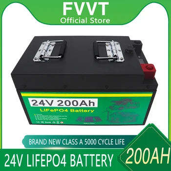 24V 200Ah סוללת LiFePO4 מובנה BMS ליתיום ברזל פוספט תאים עבור Rv החניכים Off-Road Off-grid אנרגיה סולארית עם מטען