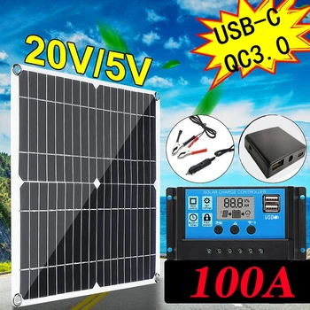 200W פאנל סולארי הערכה חיצונית 12V סוללה מטען 10/20/30/40/50A/60A/70א/80A/90A/100A בקר סטיישן