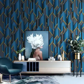 אופנה מודרנית גיאומטריות גרפי נייר קיר לעיצוב הבית הסלון טלוויזיה ספה טפט רול עבור חנות בר עיצוב ציור קיר המסמכים Pintado