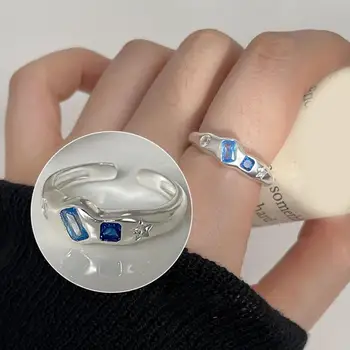 נשים טבעת הפתיחה מתכוונן טבעת צבעונית זרקונים עיצוב מעודן פלדת אל פאנק בסגנון ליידי אגרוף הטבעת מתנת יום הולדת.