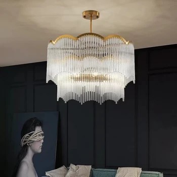 Led אמנות נברשת תליון אור מנורת קריסטל מודרני זכוכית פשוטה סלון, חדר השינה, פינת האוכל יוקרה מעצב הזהב הברק עליית הגג