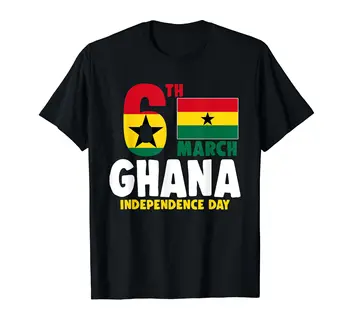 100% כותנה גאנה דגל 6 במרץ יום העצמאות גנאים טי-שירט גברים, נשים, יוניסקס חולצות במידה S-6XL