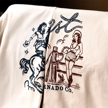 רד טורנדו בוקרת גרפי מודפס חולצה אמריקאית סגנון מקרית קצר שרוול כותנה טריקו