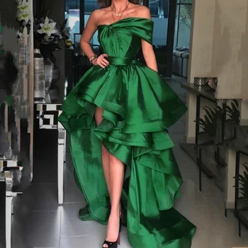 2023 סיום שמלות נשף סאטן ארוך שמלת מסיבת החתונה נשים יוקרה אלגנטית ירוק קוקטייל שמלות מברשת שובל