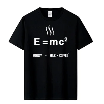 חולצת הטריקו של הגברים באיכות גבוהה 100% כותנה מצחיק אנרגיה=X חלב קפה הדפסה מזדמן מגניב חופשי O-צוואר חולצת הטריקו זכר לכל היותר