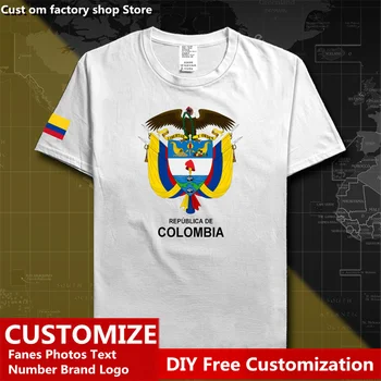 קולומביה דגל המדינה ?החולצה T DIY מותאם אישית-ג ' רזי האוהדים שם מספר לוגו כותנה חולצות גברים נשים רופף מזדמנים ספורט חולצה