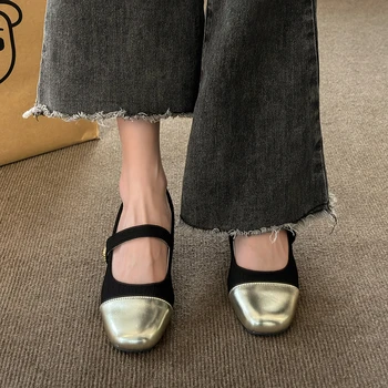 נעלי נשים 2023 האופנה מרי Janes נשים עקבים גבוהים רטרו להתלבש משאבות נשים התאמת צבעים כיכר העקב נעלי נשים נעליים