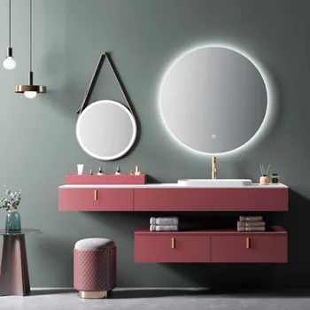 אישית אלון ארון אמבטיה בשילוב האמבטיה שולחן חכם מראה מודרני מינימליסטי אבן צלחת כיור רוז ורוד
