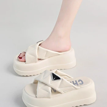2023 קוריאה סגנון אופנה חוף נעלי קרוס-רצועה נשית רומא סנדל פלטפורמה אבזם נעלי קיץ אישה נעלי Sandalias