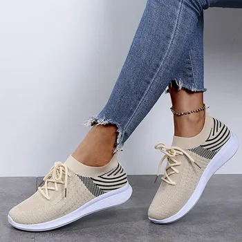 נעלי נשים 2023 תחרה של נשים Vulcanize נעליים, צבע חדש, התאמת נשים נעליים מזדמנים אור עגול הבוהן רשת נעלי ספורט נעליים
