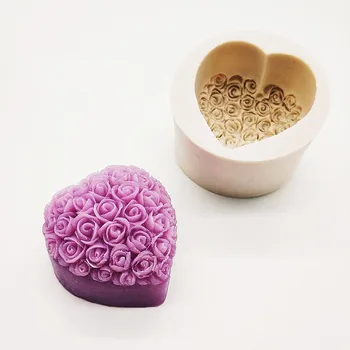 סיליקון סבון, עובש הלב אוהב את רוז פרח שוקולד עובש נר חימר פולימרי תבניות מלאכת יד DIY טפסים סבון ביצוע האספקה.