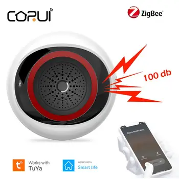 CORUI Tuya Zigbee Smart Sound & Light אזעקת חיישן 100DB קול ואור 2 ב 1 גלאי חכם הצמדה חכם תמיכת חיים