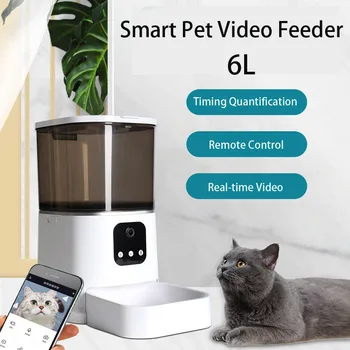 החדש 6L חכם אוטומטי חיית המחמד מזין האוכל חתול וכלב אוטומטי מתקן WiFi חכם מזון יבש מנפק הקול Recorde הקערה.