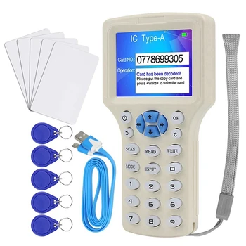 10 תדירות NFC כרטיס חכם מתכנת כרטיס חכם מתכנת 125Khz 13.56 Mhz מוצפן מפענח לכתיבה מפתח