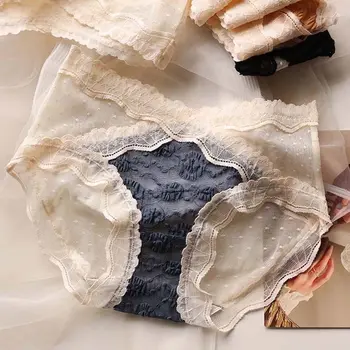 עבור נשים קפלים התיכון המותניים רשת שקופה תחתוני נשים חוטיני, תחתוני תחרה Traceless תחתונים הלבשה תחתונה נשית