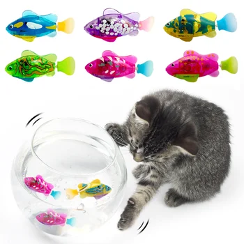 חתול אינטראקטיבי חשמלי דג צעצוע מים חתול צעצוע משחקים מקורה שחייה דג רובוט צעצוע חתול וכלב עם אור LED צעצועים לחיות מחמד